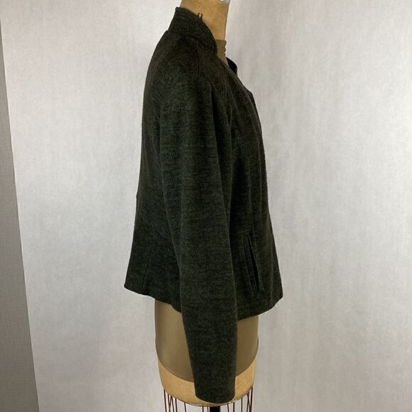 Coldwater Creek Asymmetrical Moto Jacket Size 16 Olive Green Wool Blend - Picture 8 of 16